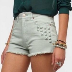 BDG Studded Shorts Mint Embellished Dree Cheeky Shorts size 28 Urban Outfitters